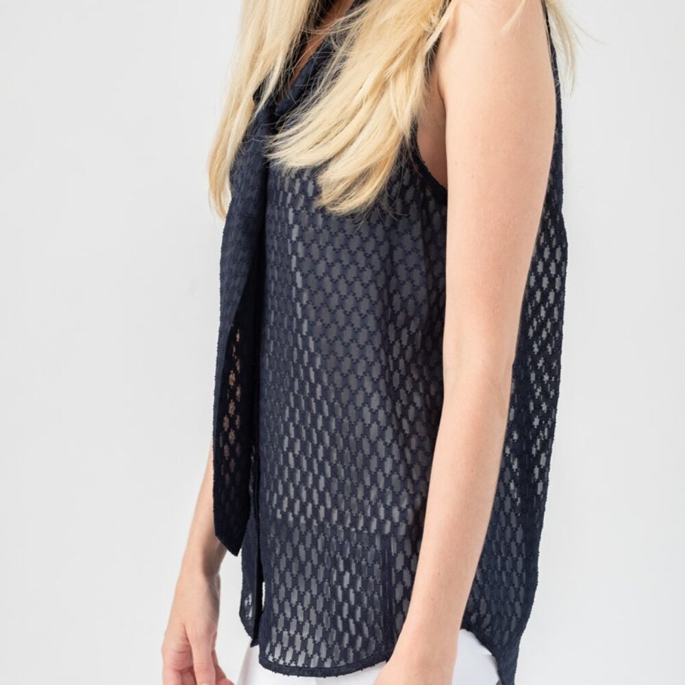 L'AGENCE Natalia Necktie Blouse in Midnight - Picture 2 of 4